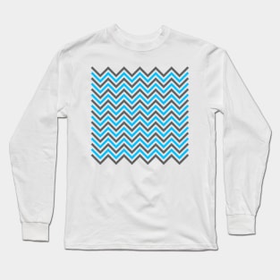 Zigzag Lines - Grey Blue Sky Long Sleeve T-Shirt